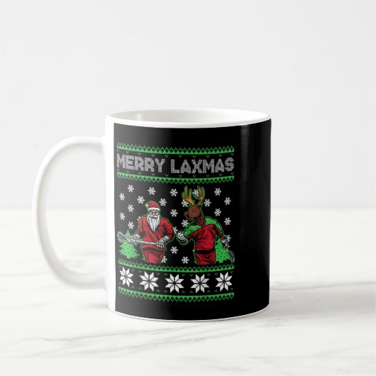 Merry Laxmas Funny Christmas Lacrosse Player Holid Koffiemok (Links)