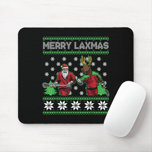 Merry Laxmas Funny Christmas Lacrosse Player Holid Muismat (Met muis)