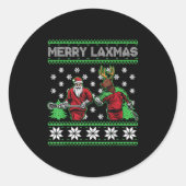 Merry Laxmas Funny Christmas Lacrosse Player Holid Ronde Sticker (Voorkant)