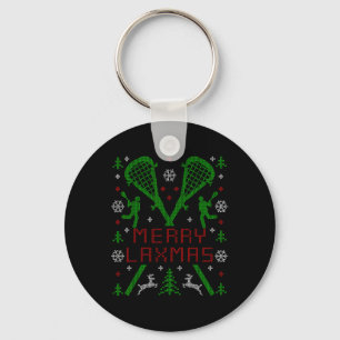 Merry Laxmas Funny Lacrosse Lelijke Kersttrui Sleutelhanger
