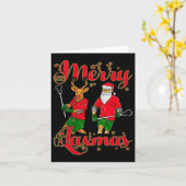 Merry Laxmas Kerstmis Lacrosse Speler Rendier SA Kaart (Gele Bloem)