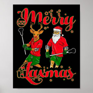 Merry Laxmas Kerstmis Lacrosse Speler Rendier SA Poster