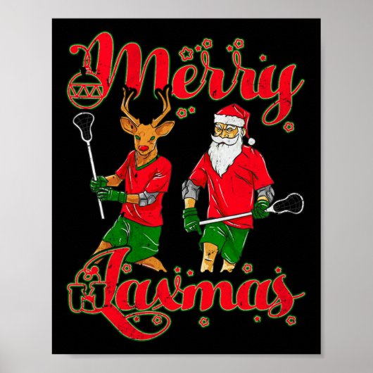 Merry Laxmas Kerstmis Lacrosse Speler Rendier SA Poster (Voorkant)