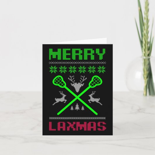 Merry Laxmas Ugly Design Lacrosse Kerstmis Kaart (Voorkant)