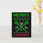Merry Laxmas Ugly Design Lacrosse Kerstmis Kaart (Gele Bloem)