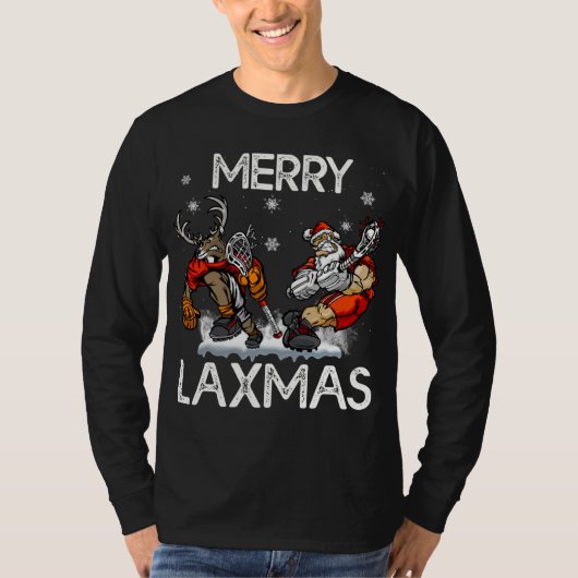 Merry LAXMAS Ugly kerstlacrosse Santa Reindee T-shirt (Voorkant)