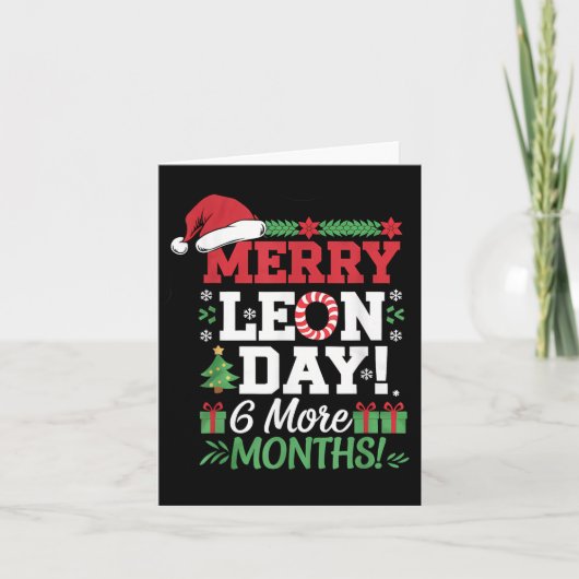 Merry Leon Day Noel achterstevoren Grappige Kerstt Kaart (Voorkant)