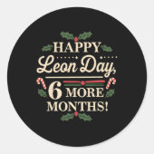 Merry Leon Day Noel lafaards Grappige Kersttelling Ronde Sticker (Voorkant)