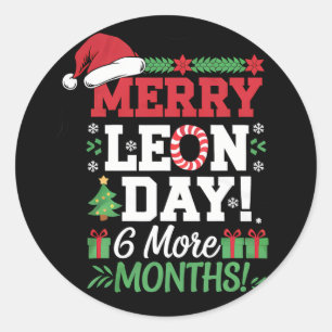 Merry Leon Day Noel lafaards Grappige Kersttelling Ronde Sticker