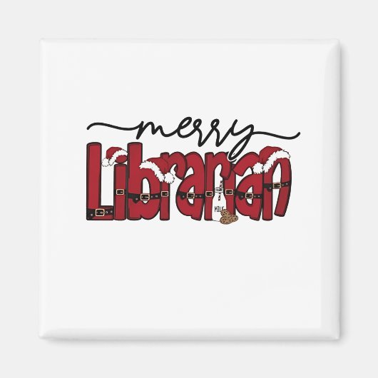 Merry Librarian Christmas Book Lover Library Magneet (Voorkant)
