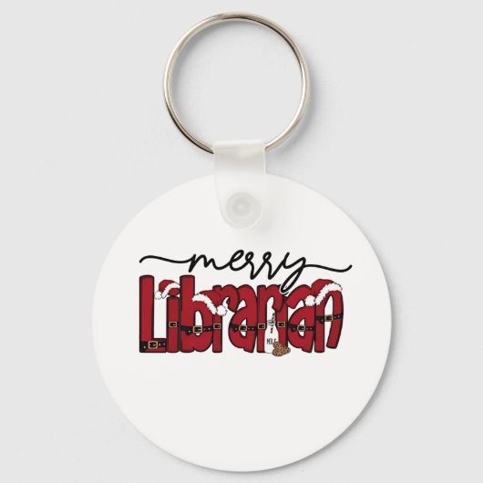 Merry Librarian Christmas Book Lover Library Sleutelhanger (Voorkant)