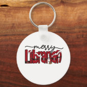 Merry Librarian Christmas Book Lover Library Sleutelhanger (Voorkant)