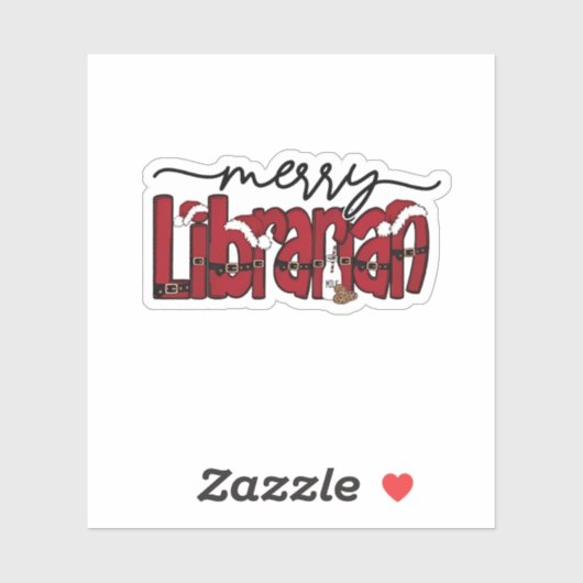 Merry Librarian Christmas Book Lover Library Sticker (Vel)