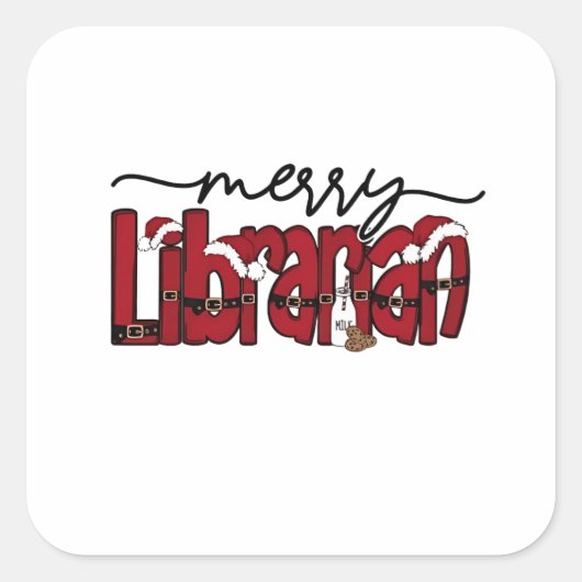 Merry Librarian Christmas Book Lover Library Vierkante Sticker (Voorkant)