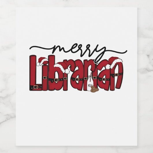 Merry Librarian Christmas Book Lover Library Wijn Etiket (Enkel label)