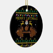 Merry Liftmas Fitness Weightlift Bodybuilder Keramisch Ornament (Rechts)