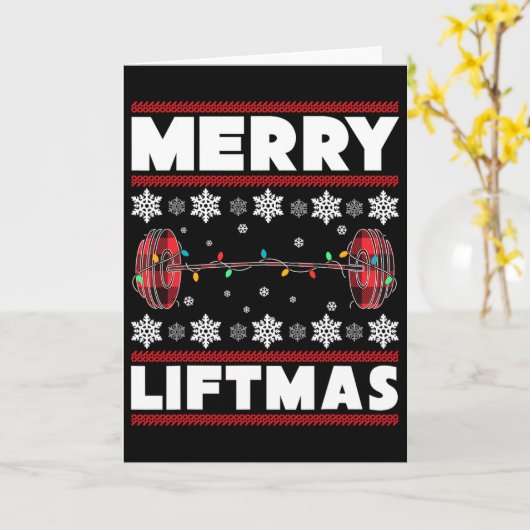 Merry Liftmas Fun Christmas Gym Workout Fitness Gi Kaart (Gele Bloem)