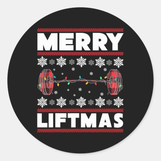Merry Liftmas Fun Christmas Gym Workout Fitness Gi Ronde Sticker (Voorkant)