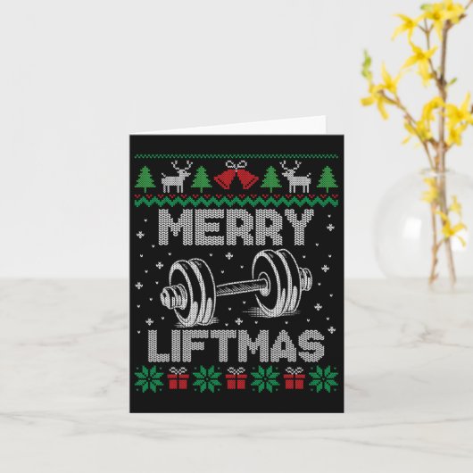Merry Liftmas Funny Kerstmis fitness Kaart (Gele Bloem)