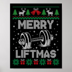 Merry Liftmas Funny Kerstmis fitness Poster