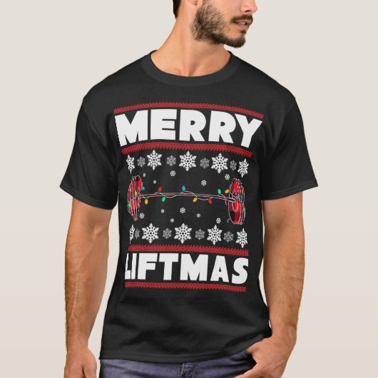 Merry Liftmas Funny Kerstmis fitness T-shirt (Voorkant)