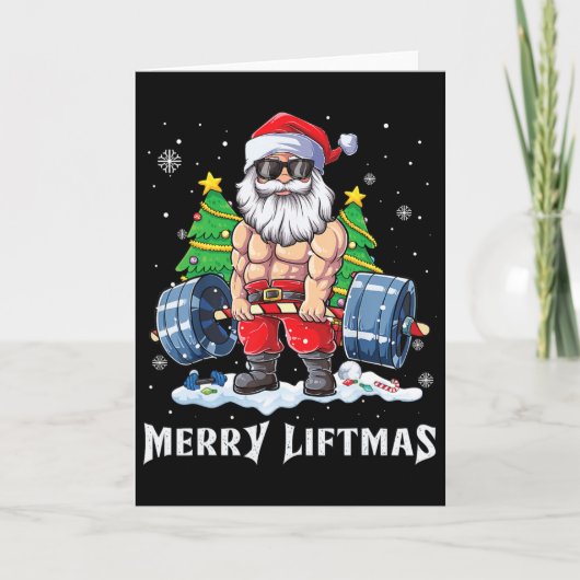 Merry Liftmas Funny Santa Claus Gym Fitness Weight Kaart (Voorkant)