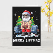 Merry Liftmas Funny Santa Claus Gym Fitness Weight Kaart (Gele Bloem)