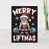 Merry Liftmas Funny Santa Claus Workout Gym Fitnes Kaart (Voorkant)
