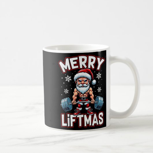Merry Liftmas Funny Santa Claus Workout Gym Fitnes Koffiemok (Rechts)