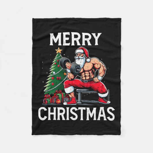 Merry Liftmas Funny Santa Xmas Gym Bodybuilding Ch Fleece Deken (Voorkant)