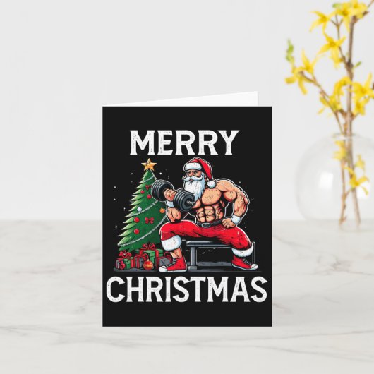 Merry Liftmas Funny Santa Xmas Gym Bodybuilding Ch Kaart (Gele Bloem)