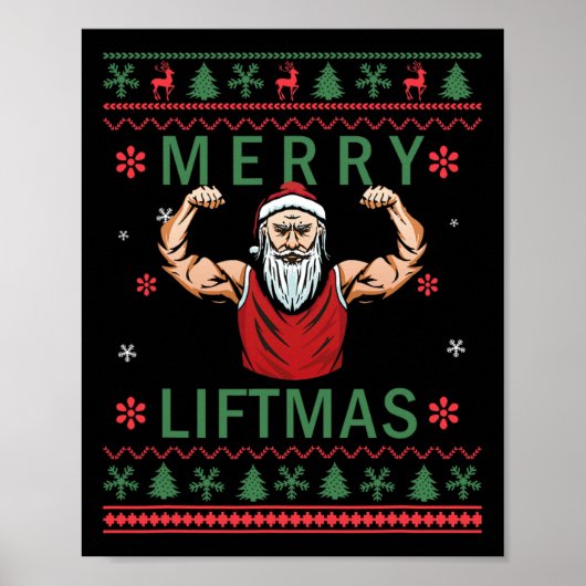 Merry Liftmas - kerstcadeauwerker Gym Workout Poster (Voorkant)