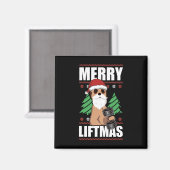 Merry Liftmas Kerstkrachttraining Funny Bo Magneet (Voorkant / Achterkant)