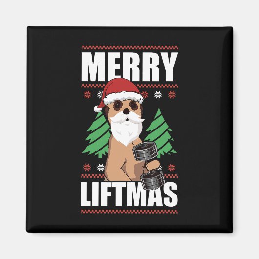 Merry Liftmas Kerstkrachttraining Funny Bo Magneet (Voorkant)