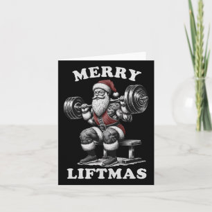 Merry Liftmas – Kerstman Gewichtheffen Kaart