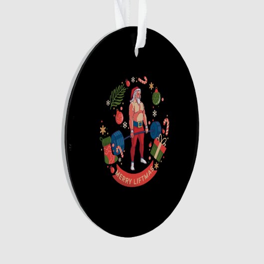 Merry Liftmas Kerstmis Bodybuilder Gym Workout Ornament (voorkant)