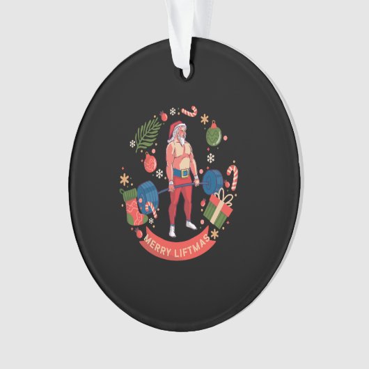 Merry Liftmas Kerstmis Bodybuilder Gym Workout Ornament (voorkant)