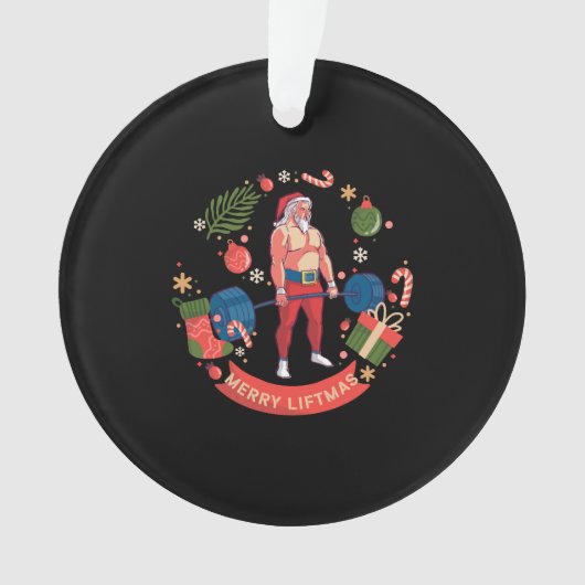 Merry Liftmas Kerstmis Bodybuilder Gym Workout Ornament (voorkant)