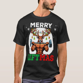Merry Liftma's Kerstmis Rendier Gewichtheffen Gy T-shirt