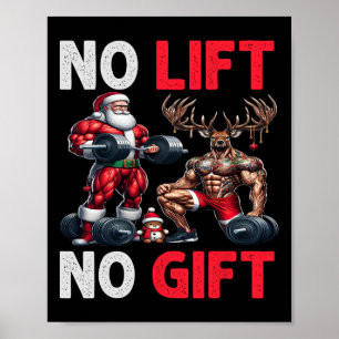 Merry Liftmas Muscle Santa Gewichtheffen Xmas Body Poster