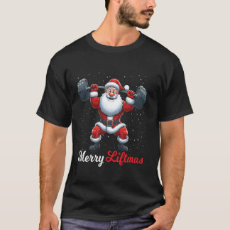 Merry Liftmas Santa Gewichtheffen Gym Fitness Chri T-shirt