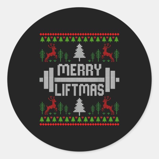 Merry Liftmas - Trainer Ugly Style Christmas Ronde Sticker (Voorkant)