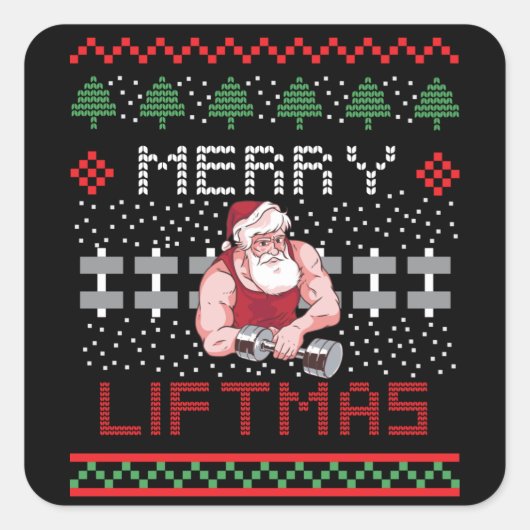 Merry Liftmas Ugly Cristmas Design Vierkante Sticker (Voorkant)