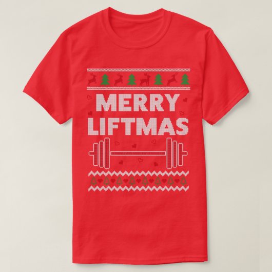 Merry Liftmas Ugly Kerstmis Gym Workout Funny Pit T-shirt (Design voorkant)