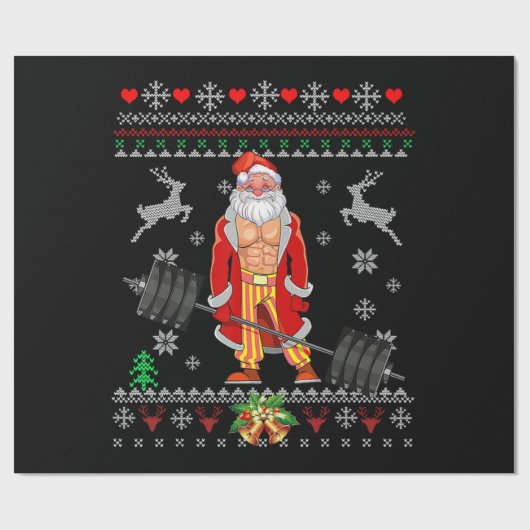 Merry Liftmas Ugly Kerstmis Pajama Santa Cadeaupapier (Vlak)