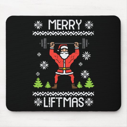 Merry Liftmas Ugly Kerstmis Workout Gym Body Muismat (Voorkant)
