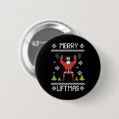 Merry Liftmas Ugly Kerstmis Workout Gym Body Ronde Button 5,7 Cm (Voorkant /achterkant)