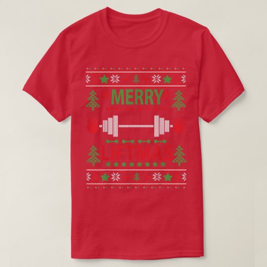 Merry Liftmas Ugly kerstSweater Gym Workout39 T-shirt (Design voorkant)