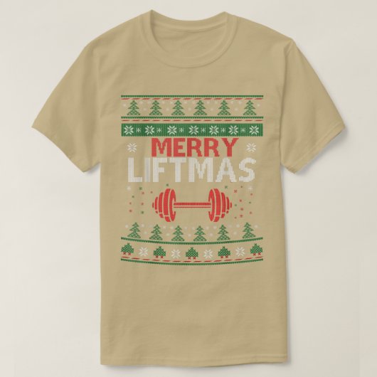 Merry Liftmas Ugly KerstSweater Gym Workout 4 T-shirt (Design voorkant)