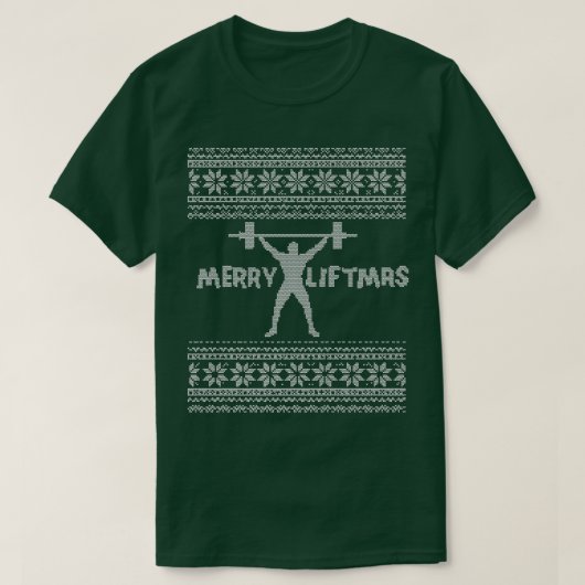 Merry Liftmas Ugly KerstSweater Gym Workout P T-shirt (Design voorkant)